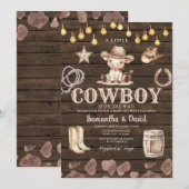 Invitation Fête prénatale Stringlight Cowboy est en route Béb (Devant / Derrière)