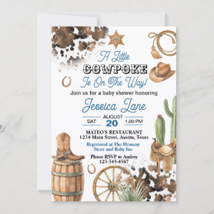Invitation Fête prénatale sur le thème Western pour garçon