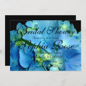 Invitation Fête prénuptiale florale d'hydrangea bleu élégant (Devant / Derrière)