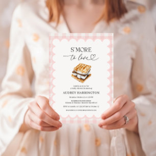 Invitation Fête Prépayée Rose à Carreaux pour Bébé Fille S'Mo