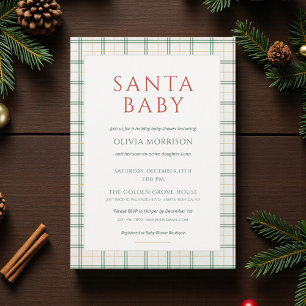 Invitation Fête Prépayée « Santa Bébé » en Vichy