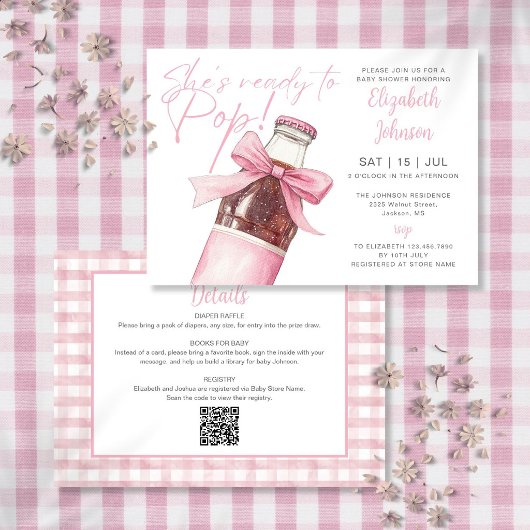 Invitation Fête Prête À Éclater Code QR Bouteille De Soda Ros