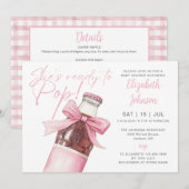 Invitation Fête Prête À Éclater Code QR Bouteille De Soda Ros (Devant / Derrière)