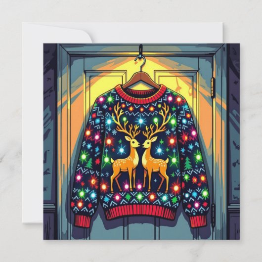 Invitation Fête Pull de Noël Drôle  (Devant)