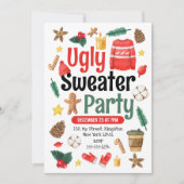 Invitation Fête Pull de Noël Laid Aquarelle (Devant)