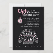 Invitation Fête Pull de Noël Moche Noir Rose TMF26 (Devant)