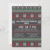 Invitation Fête Pull de Noël Tricoté Flocon de Neige (Devant)