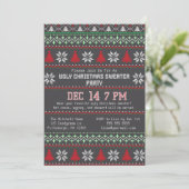 Invitation Fête Pull de Noël Tricoté Flocon de Neige (Debout devant)