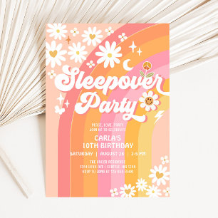 Invitation Fête Pyjama Daisy Anniversaire Rétro Hippie
