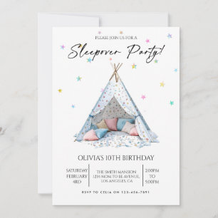 Invitation Fête pyjama d'anniversaire de fille