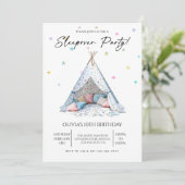 Invitation Fête pyjama d'anniversaire de fille (Debout devant)