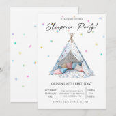 Invitation Fête pyjama d'anniversaire de fille (Devant / Derrière)