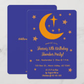 Invitation Fête Pyjama Editable Lune et Étoiles (Devant / Derrière)