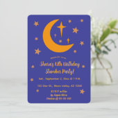 Invitation Fête Pyjama Editable Lune et Étoiles (Debout devant)