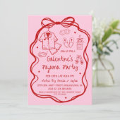 Invitation Fête Pyjama Galentine's Fantaisiste à Main Levée  (Debout devant)