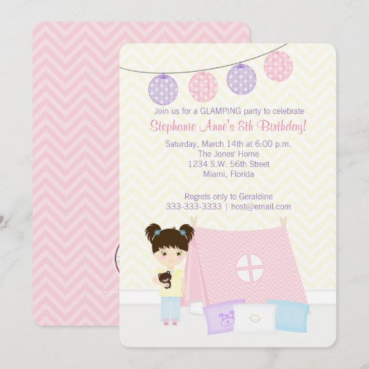 Invitation Fête pyjama Glamping (Devant / Derrière)