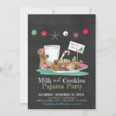 Invitation Fête Pyjama Lait et Cookies (Devant)