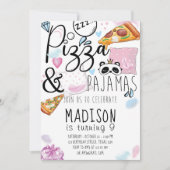 Invitation Fête Pyjama Pizza et Déguisement (Devant)