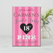 Invitation Fête Pyjama Rose Sucrée et Impertinente avec Photo (Debout devant)