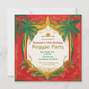 Invitation Fête Reggae Palmiers Floraux Personnalisables