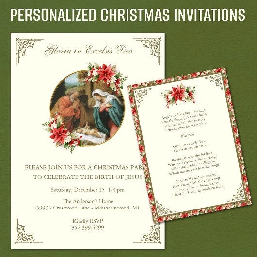 Invitation Fête religieuse de Noël pour Jésus