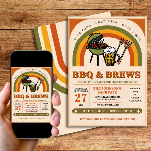 Invitation Fête rétro BBQ & Bières dans le jardin