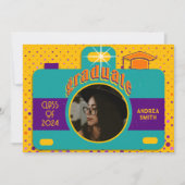 Invitation Fête Rétro Colorée et Amusante Photo de Diplômé su (Devant)