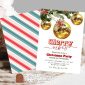 Invitation Fête Rétro de Noël Disco Doré