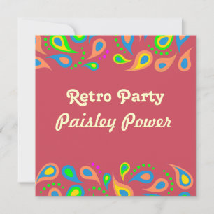 Invitation fête rétro - motif paisley