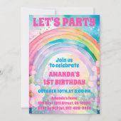 Invitation Fête Retro Pastel Fleurs Arc-en-ciel Anniversaire (Devant)