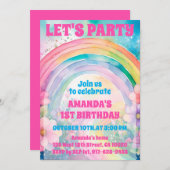 Invitation Fête Retro Pastel Fleurs Arc-en-ciel Anniversaire (Devant / Derrière)