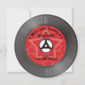 Invitation Fête Rétro Vinyle Rouge (Devant)