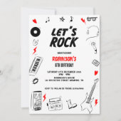 Invitation Fête Rock blanc et noir Rock et Roll (Devant)