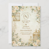 Invitation Fête romantique de jardin fleuri ivoire (Devant)