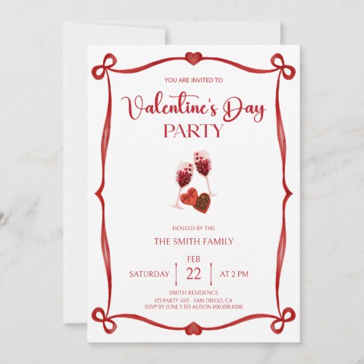 Invitation Fête romantique de la Saint-Valentin (Devant)