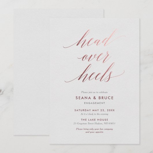 Invitation Fête Romantique Tête à Queue (Devant / Derrière)