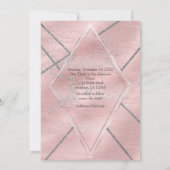 Invitation Fête Rose & Argent Satin Pailleté Glamour Douce 16 (Dos)