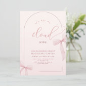 Invitation Fête Rose Bébé Fille (Debout devant)