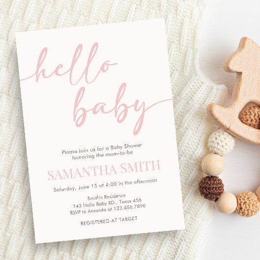 Invitation Fête Rose Bébé Naissance