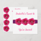Invitation Fête Rose Blanche Sweet 16 (Devant / Derrière)