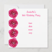 Invitation Fête Rose Blanche Sweet 16 (Dos)