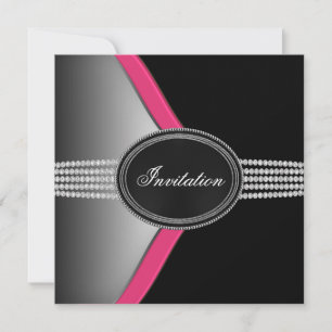 Invitation Fête Rose Chaud et Noir