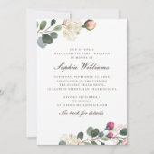 Invitation Fête rose de bachelorts à fleurs aquarelle week-en (Devant)