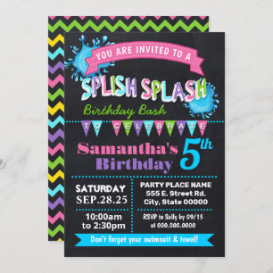 Invitation Fête rose de paille d'anniversaire de Chalkboard S