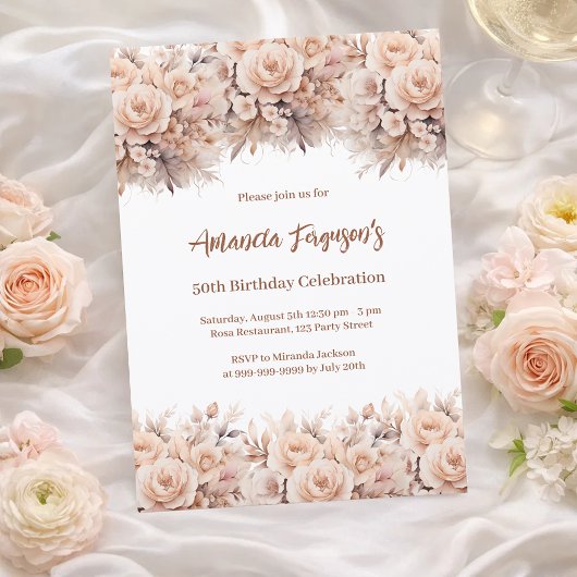 Invitation Fête rose de pêche à la crème