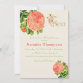 Invitation Fête Rose de thé Brunch Fille Baby shower (Devant)