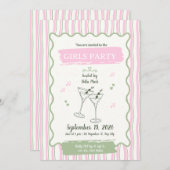 Invitation Fête Rose Fille Mignonne (Devant / Derrière)