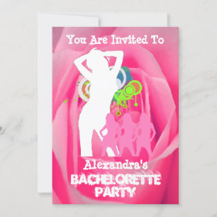 Invitation Fête rose filles personnalisées bachelorette