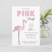 Invitation Fête Rose Flamingo (Debout devant)