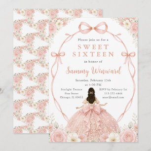 Invitation Fête Rose Gold Princess pour un Sweet Sixteen